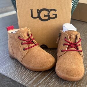 UGG Kids Brown Boots with Red Accents